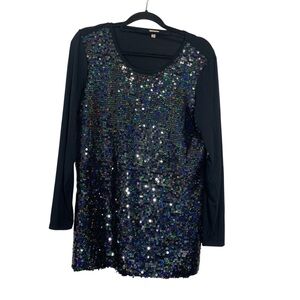 Reba Colorful Sequin Front Women's Top size large NEW